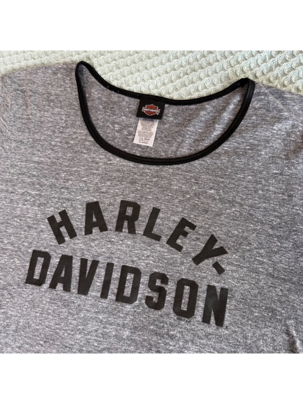 Harley Davidson Tee Shirt Womens XL Extra Large Gray Big Barn Des Moines Biker